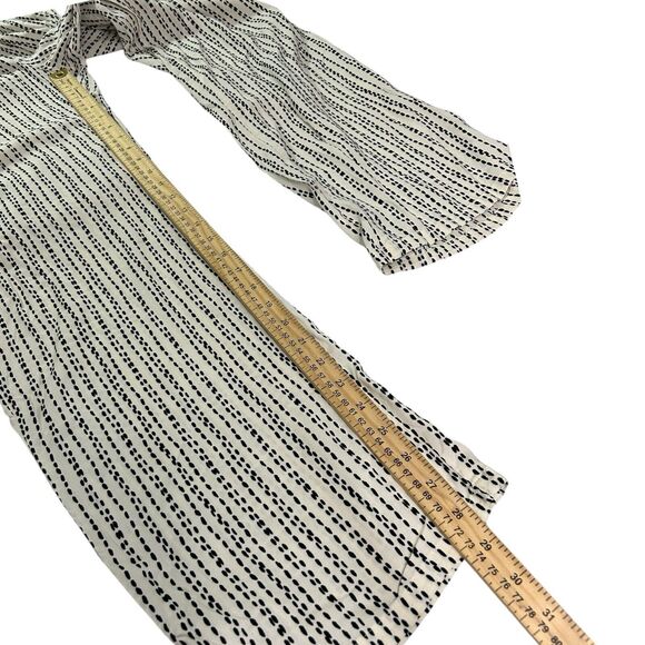 Uniqlo Pull-On Elastic Tie Waist Cream Black Polka Dot Casual Pant Sz L Pockets - Picture 6 of 9